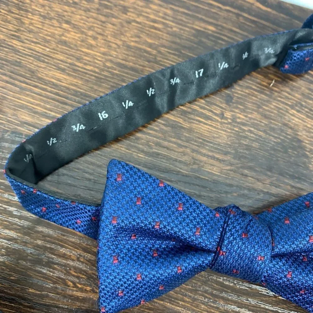 Stafford Navy blue red bow tie adjustable ￼
